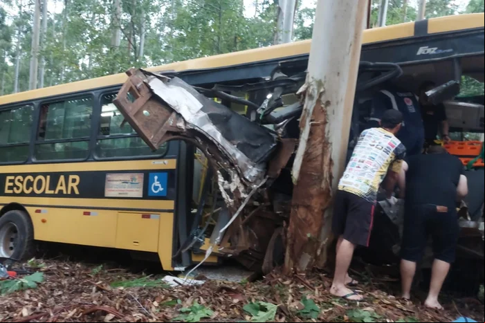Capa Quatro crianças ficam feridas em acidente com ônibus escolar em Marcelino Ramos